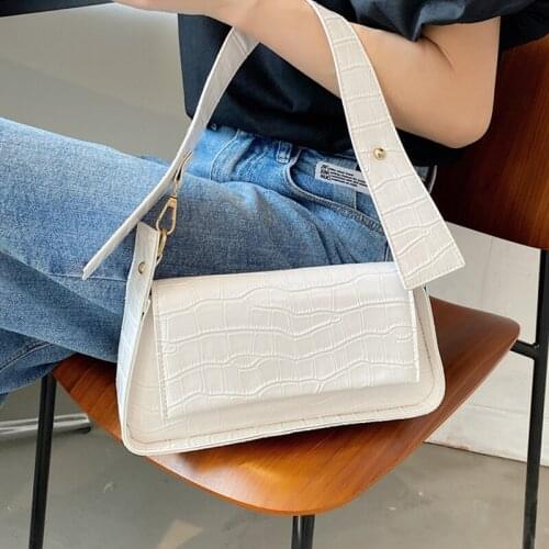 White Stone Pattern Shoulder Bags for Women High Quality Pu Leather Messenger Handbag Female Unique Small Flap Crossbody Bag Sac