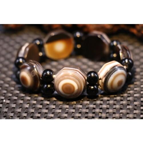 Big Treasure Talisman Energy!!! Mysterious Tibetan Onyx Totem Heaven Eye Bracelet Bangle Timestown