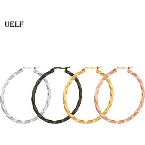 Uelf Hot 1pair New 6CM Hoop Round Earrings Fashion Big Round Hoop Earrings Elegant Simple Pierced Silver/Gol Evening Party 2019