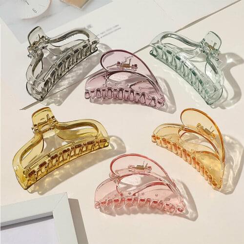 Big Size Hairpin Love Heart Hair Clip Hair Claw Geometric Crab Clamp Transparent