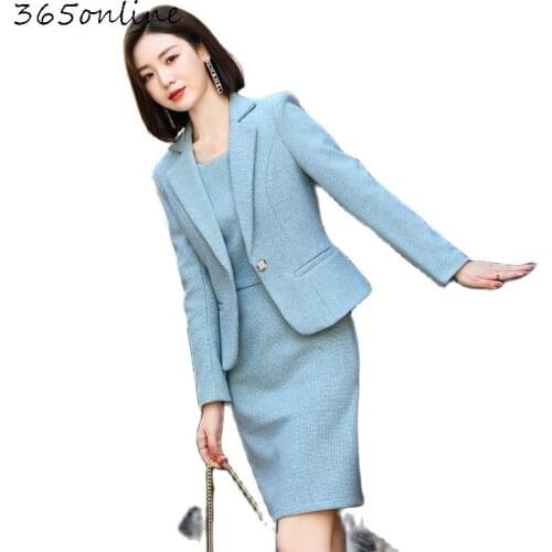 High Quality Fabric Plus Size Formal Women Business Suits with Dress and Jackets Coat OL Styles Ladies Office Work Wear Blazers