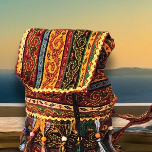 Fashion 2021 Women Genuine Bohemian Backpack Shoulder School Bags for Teenagers Travel Cowhide Female Knapsackhandwove