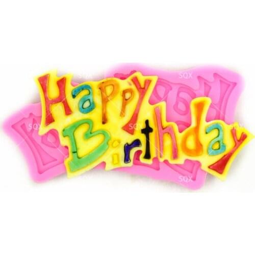 Happy Birthday Sign Silicone Fondant Cake Mold Craft Mold Decorative Cake Mould Fondant Silicone Molds for Cake Decorating MR117