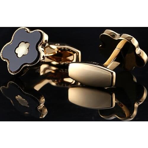 QiQiWu Gold Cufflinks Mens Wedding Luxury Party French Shirt Cuff link Men Flower High quality Cuff links Christmas Gifts Cuffs