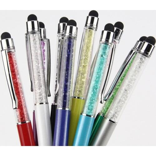 10pcs/lot Luxury Fashion Diamond Crystal Stylus Touch Screen For iPhone X 8 iPad Tablet Laptops Universal with Ballpoint Pen