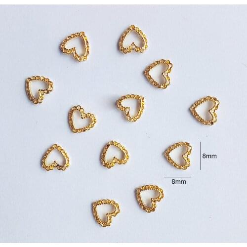 100pcs/lot Hollow Love Rhombus Oval Alloy Metal Rivets Nail Art Decorations Supplies DIY Nails Accesorios Jewelry Designs Charms