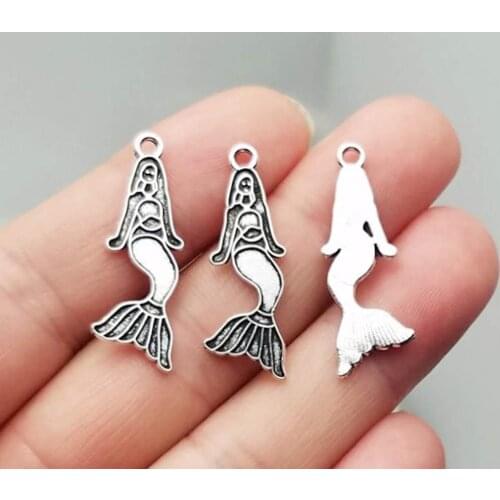 40pcs/lot--31x10mm, Mermaid cham,Antique silver plated Mermaid charms,DIY supplies, Jewelry accessories