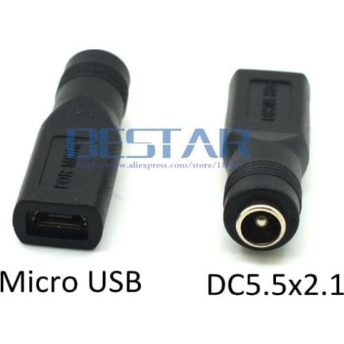 5V DC 5.5x2.1 mm Power Jack To Micro USB 2.0 Female DC 5.5*2.1 5.5 x 2.1 mm 5.5x2.1mm 5.5mm / 2.1mm Power Connector Adapter