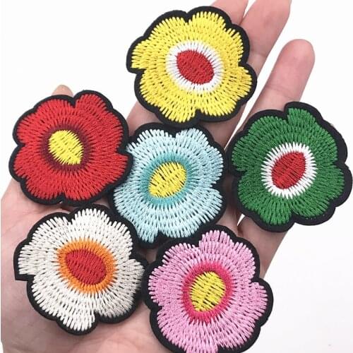 6Pcs/lot Flower Embroidery Applique Patches For Clothing Iron On Patch Applique For DIY Clothes Backpack Sewing Craft Badge