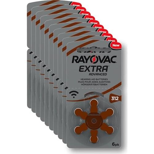 60 PCs/1 box RAYOVAC EXTRA-A312 Zinc air battery 1,45 batteries for hearing aid