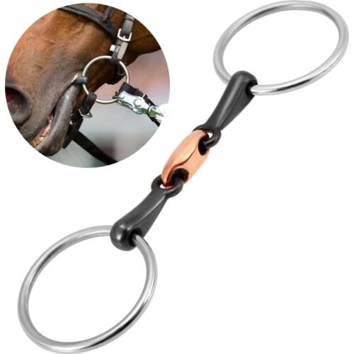 Stainless Steel Horse Mouth Bit Horse Mouth Piece Equestrian Snaffle Copper Link Bit Horse Racing Accessory