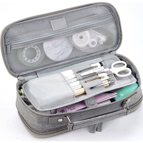 Large Capacity Exquisite Canvas Portable Pencil Case ， School Pen Case Supplies Pencil Bag Pencils Pouch Stationery