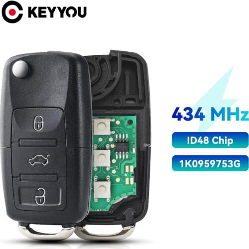 KEYYOU ID48 Chip 434 Mhz For VW Volkswagen Golf Passat Polo Jetta Touran Bora Sharan 1K0 959 753 G 2004 - 2010 Remote Car Key