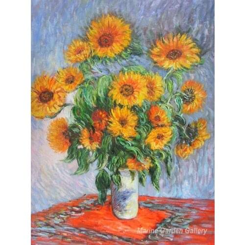 Flower oil painting by Claude Monet SunFlowers 1881 Canvas art reproduction Room Decor High quality hand painted