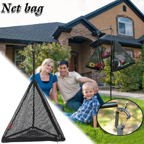 Outdoor Drying Net Bag Hanging Drying Cage Folding Triangle Hanging Dry Storage Bag Camping Home Picnic Hanging Mesh Net