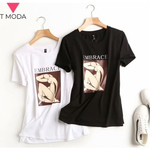 T MODA 2021 Short Sleeve White T shirt Women Kawaii Clothes Casual Summer Tops Female Tshirt White Korean Fashion Tee Shirt