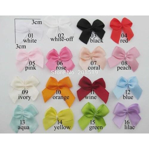 FZNNAG about 3cm solid ribbon bowtie hand twist with thread bundled 200pcs/lot DIY clothes decoration gift bows