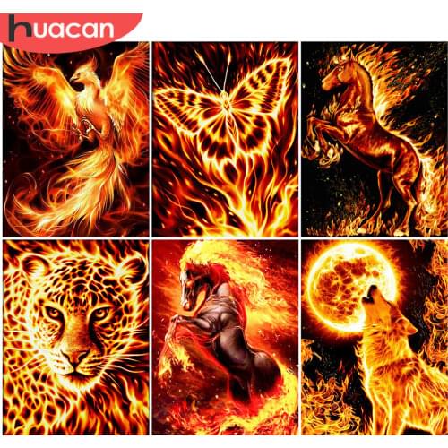 HUACAN 5D DIY Diamond Painting Wolf Animals Diamond Embroidery Lion Horse Full Square Round Cross Stitch Home Decor Gift