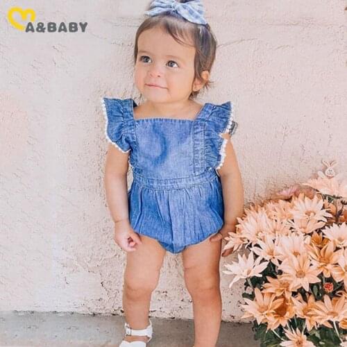 Ma&Baby 0-24m Summer Newborn Infant Girls Jumpsuit Denim Overalls Baby Girls Rompers Clothing Costumes DD43