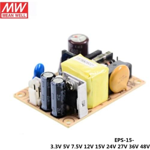 Meanwell EPS-15 single output PSU open frame ac-dc Power Supply 15W 3.3V 5V 7.5V 12V 15V 24V 27V 36V 48V 1A 2A 3A mini size