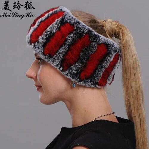Fashion Women Scarves Winter Knit Genuine Rex Rabbit Fur Headbands For Girls Real Fur Ring Scarf Winter Scarf Women