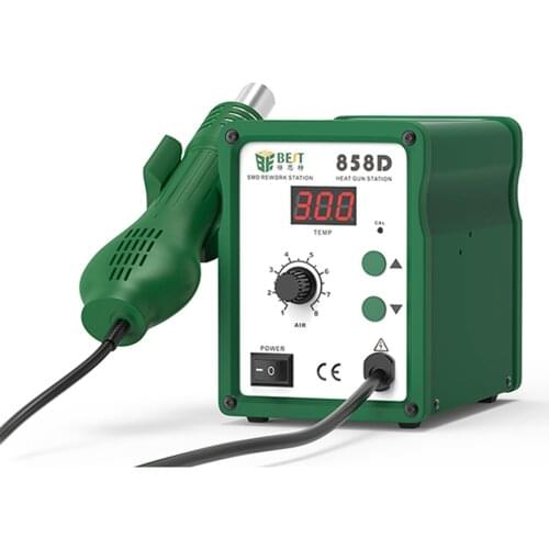 BST-858D High Power Lead-Free Spiral Temperature Adjustable Digital Display Hot Air Gun Desoldering Station BGA Rework Station