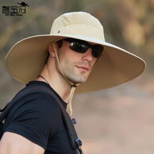 New style mens Big Brim fishermans hat sunscreen solid color sun hat fashion sun hat