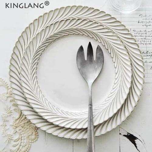 NEW Vintage Nordic Style Ceramic Plate Soup Bowl Leaf Rim Steak Plate Breakfast Plate Home Tableware