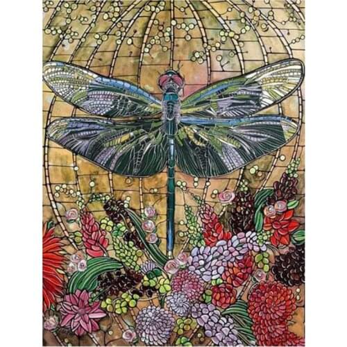New 5D DIY Square Animal Cartoon Bamboo Dragonfly Pictures Handmade Embroidery Mosaic Diamond Painting Wall Stickers FH779
