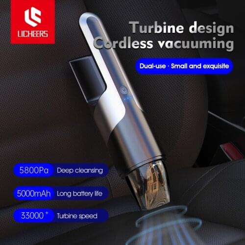Licheers Portable Car Vacuum Cleaner Wireless Handheld Auto Vaccum 5800Pa Suction For Home Desktop Cleaning Mini Vacuum Cleaner