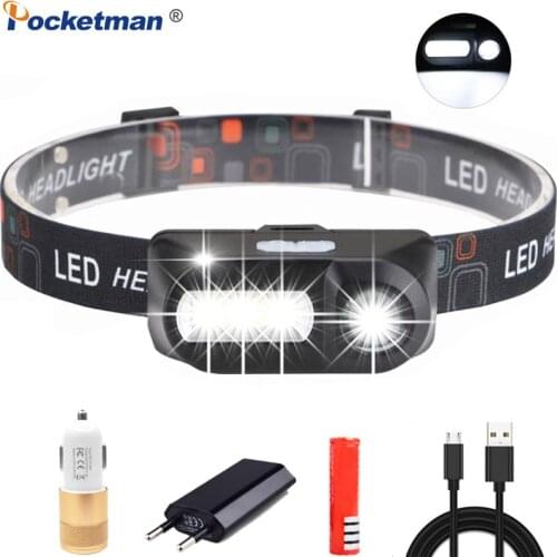 Portable XPE+COB LED Headlamp Use 18650 Battery Headlight USB Rechargeable Head Lamp Waterproof Head Light Camp Head Front Light