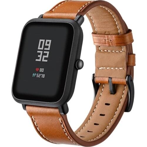 Watch Band For Amazfit Bip Strap Bracelet For Huami Amazfit Pace Stratos GTR 47MM 42MM GTS Watch Wrist Strap Leather Genuine