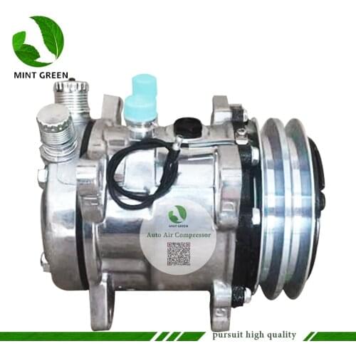 Sanden 505 SD505 5h14 Auto AC Compressor for Tractor Excavator Heavy Duty Truck 12V / 24V 2 Groove V Blet Pulley