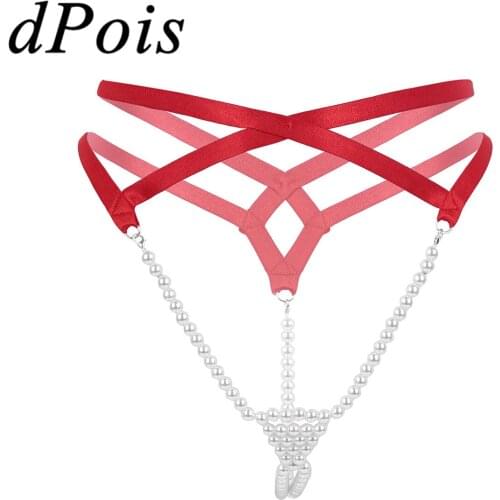 Sexy Womrn G-Strings Thong Briefs Underwear Female Lingerie T-Back Open Butt Pearl Sissy Panties Mini Bikini Swimsuit Underpants