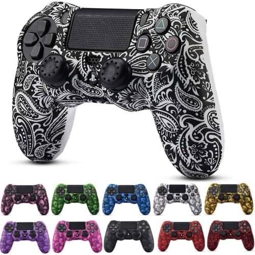 Water Transfer Printing Silicone Protective Case Cover Skin and 2x Thumb Grip Cap for PS4/PS4 SLIM /PS4 pro Controller
