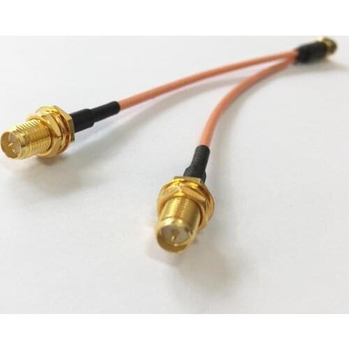 SMA male to 2X RP-SMA female (male pin) Y type Splitter Combiner Pigtail cable RG316 15CM 6"