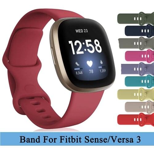 Replacement Band For Fitbit Versa 3/Sense Soft Silicone Bracelet Waterproof Wrist Accessories Strap For Fitbit Sense Band Correa