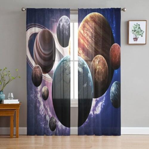 Planet Modern Curtains For Living Room Transparent Tulle Curtains Window Sheer For The Bedroom Accessories Decor