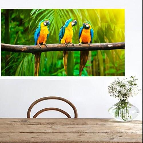 Modern Australian Parrot Print Black Cockatoo Canvas Wall Art Bird Navy Blue Poster for Living Room Home Decor Framed