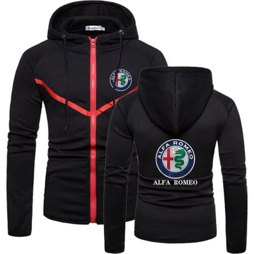 Unisex Alfa Romeo Brand Wild Zipper Hoodies Men Fitness Sweatshirts Solid Color England Style Muscle Sportswear Coat Top