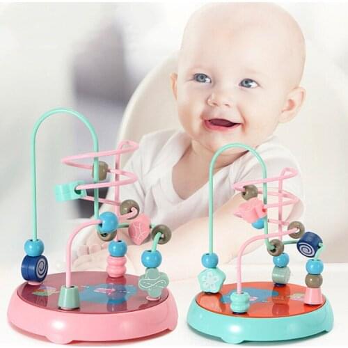 High Quality Creative Funny Baby Beaded Beads Colorful Wooden Mini Around Beads Wire Maze Toys Children Kids Educational Toy