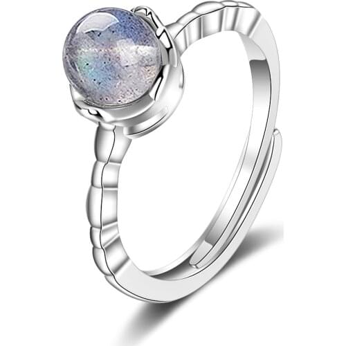 Wangaiyao blue moonstone ring female niche design net red simple ring cold wind adjustable