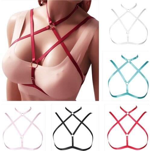 Women Erotic Lingerie Crop Top Perspective Bra Sexy Body Harness Hollow Out Underwear Sex Product BDSM Bondage Role Playing Wear
