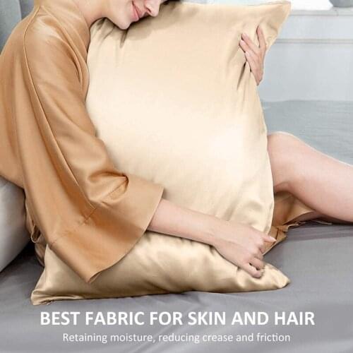 Silk Pillowcase Mulberry Silk Pillowcase Suitable for Hair and Skin Silk Pillowcase 51X66cm Champagne 1 Piece