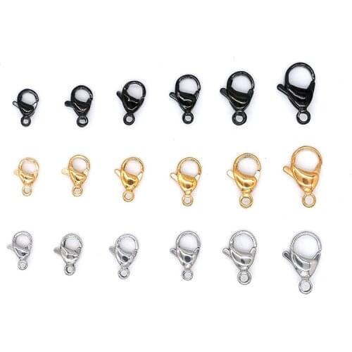 10x5mm/12x6mm/14x7mm 7 Colors Plated Fashion Jewelry Findings,Alloy Lobster Clasp Hooks for Necklace&Bracelet Chain DIY