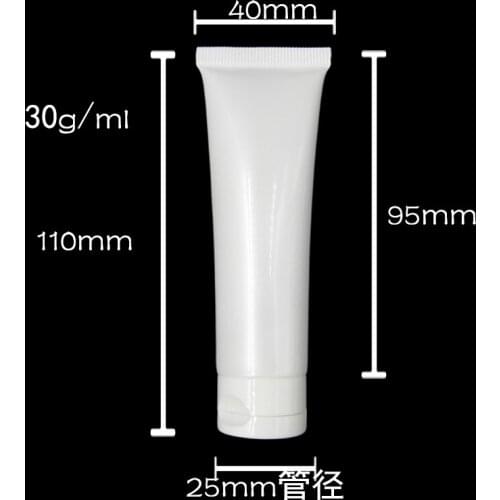 50pcs wholesale 1oz Sunscreen empty soft Tube, 30 G peal white Cream Tube with white screw flip lid , 30ml eye cream container