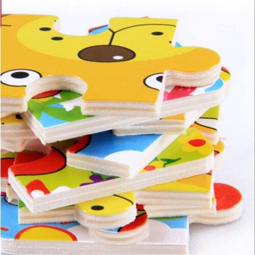 9Pcs/Set Baby Early Learned Intelligence Cartoon Animal Jigsaw Kindergarten Education Puzzle Toys For Kids Kids Toys Wood Puzzle