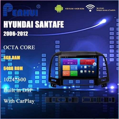 Android Car DVD For Hyundai New Santafe ( 2006-2012) Car Radio Multimedia Video Player Navigation GPS Android 10.0 Double Din
