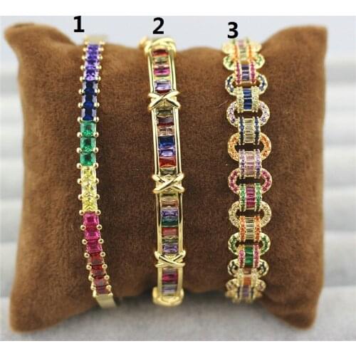 5pcs Fashion cz bracelet,multi color cubic zirconia charmv adjustable, hot sale new design plating jewelry bangle