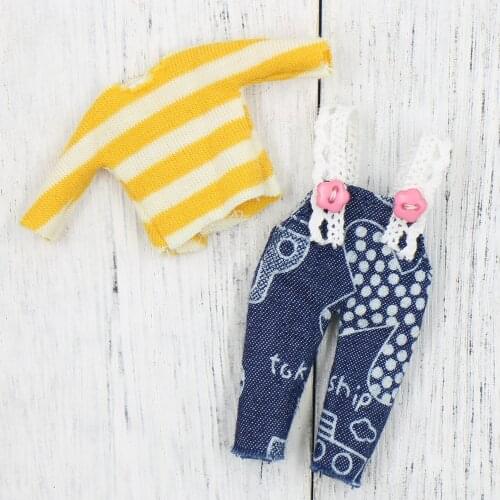For 10cm Mini blyth Cute casual jumpsuit set DIY fashion accessories